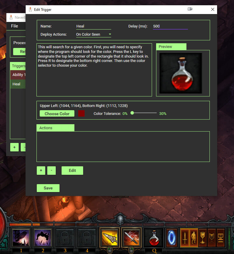 drinking potio automatically in Diablo 3